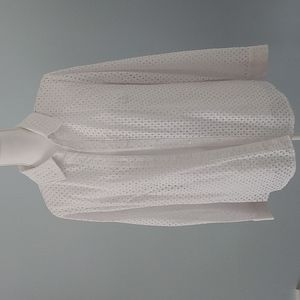 Denim & Company white eyelet button up blouse and tank twin set